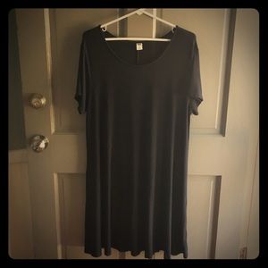 Short Sleeve Black Swing Dress
